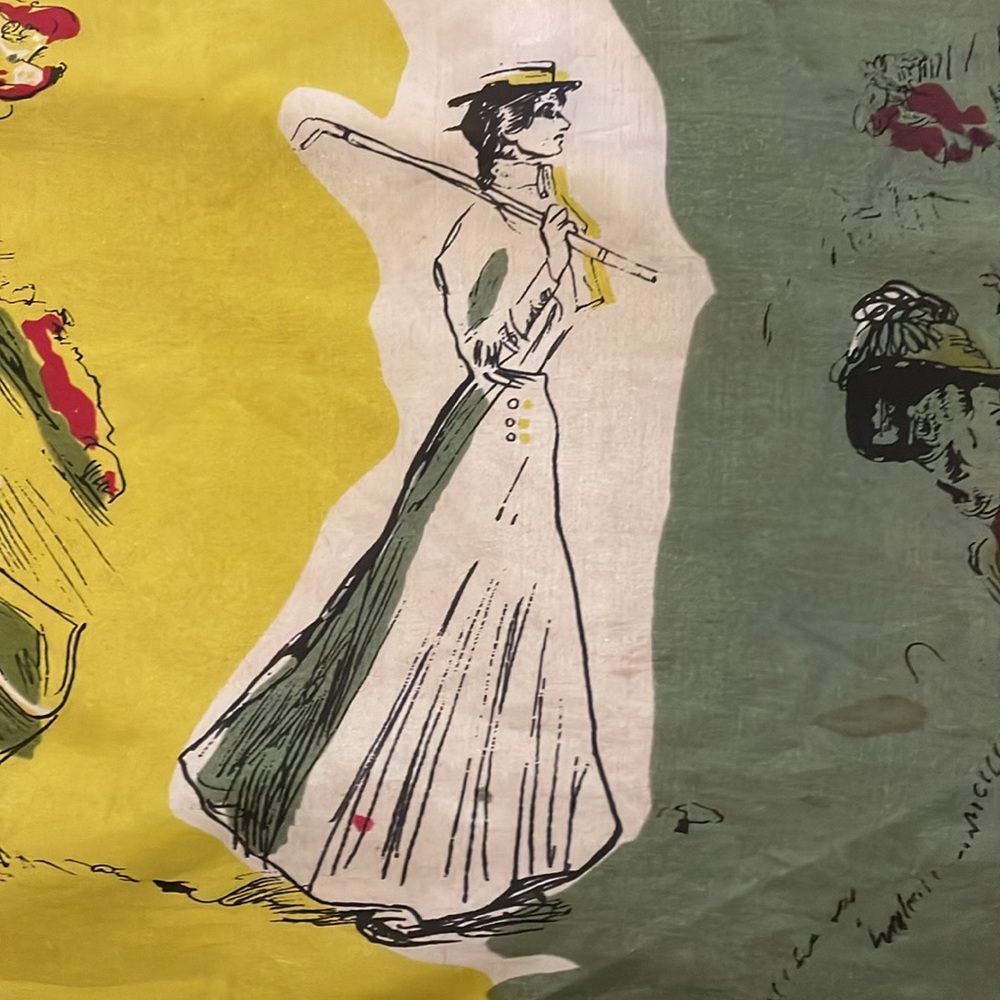 Vintage silk scarf, Victorian style women imprinted - Picture 7 of 15